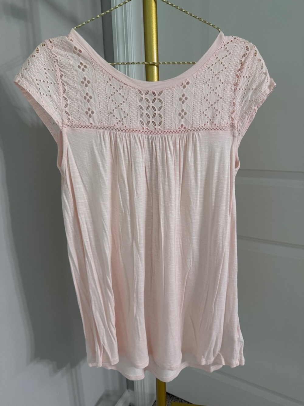 Merona Light Pink Lace Yoke Cap-Sleeve Tunic